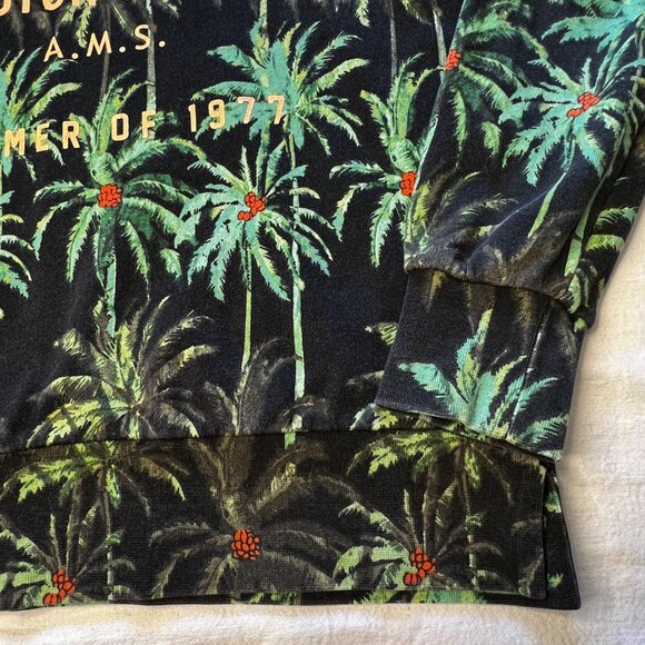 Scotch & Soda All Over Palm Tree Print French Terry Pullover Green Hoodie (M) - Picture 10 of 16
